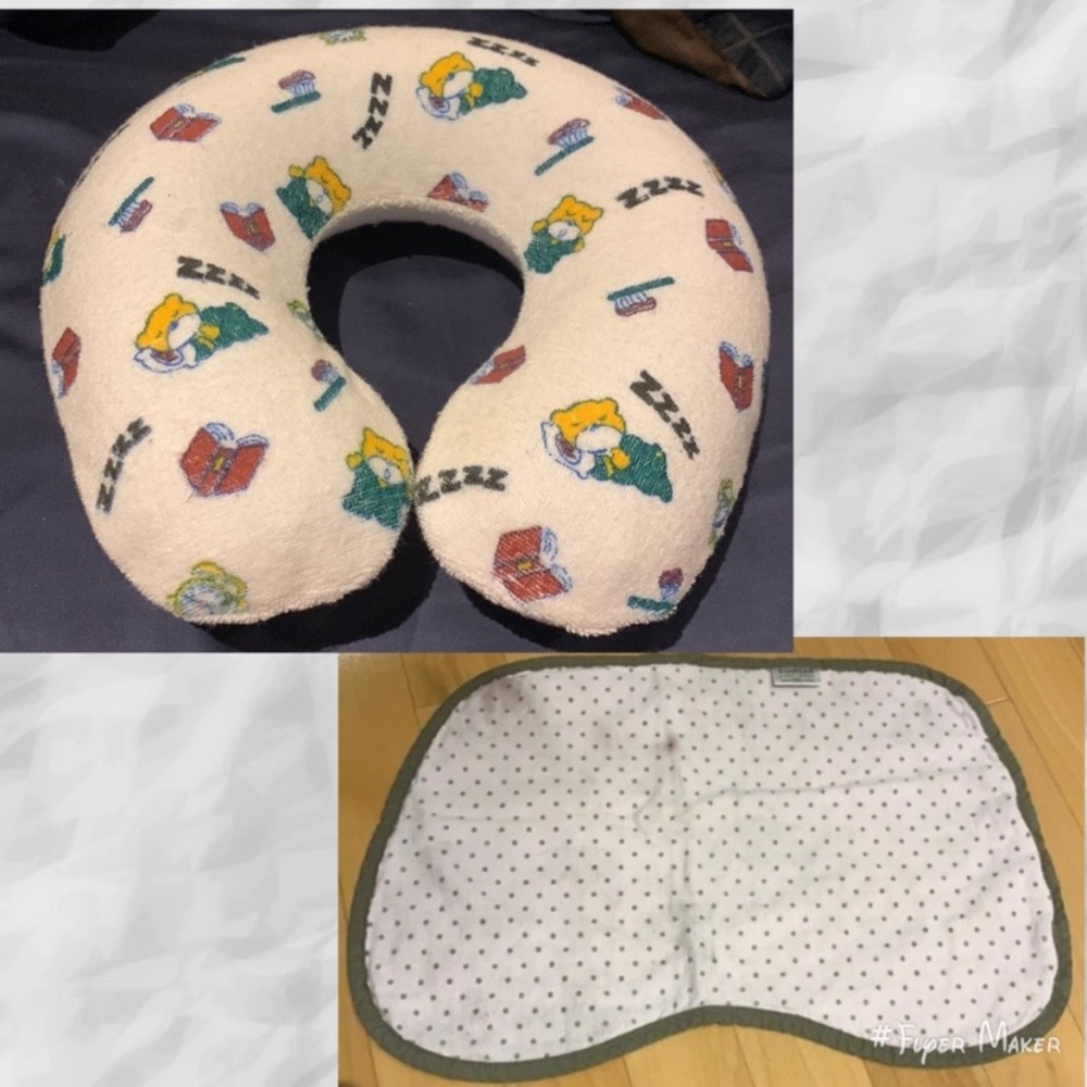 ✏️🆓 with $20purchase Travel Pillow & Kushies Pink & brown burp cloth for babies